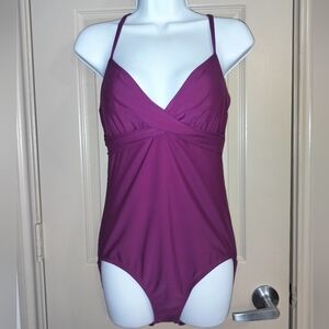 Athleta Purple Twistini One Piece Swimsuit Sz 36 B/C